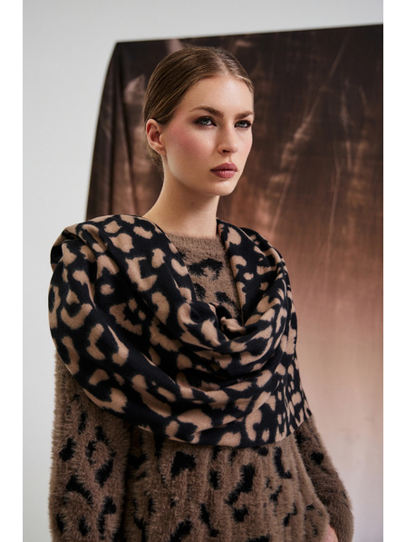 Moodo Brauner Schal mit Leopardenmuster Moodo