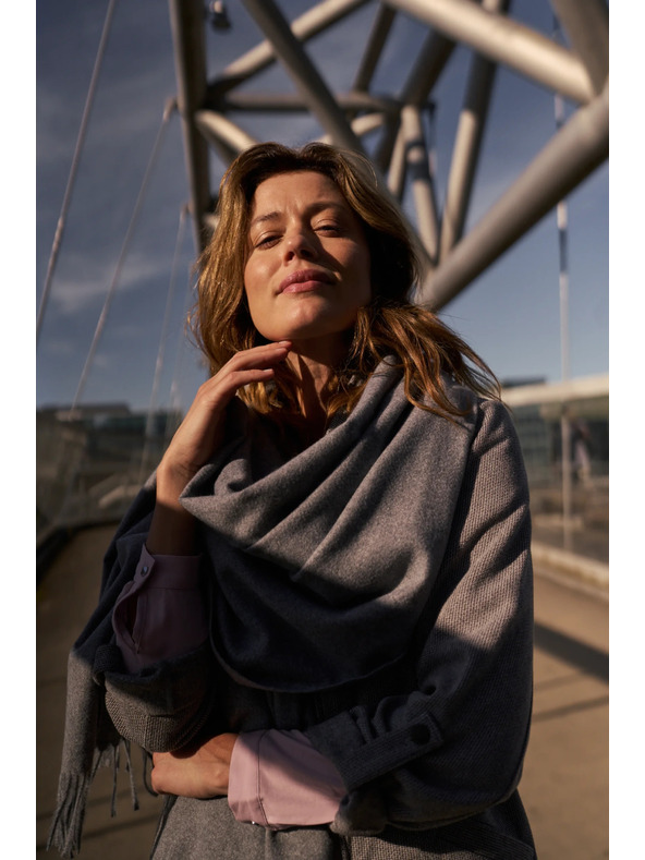 Moodo Schal mit Fransen grau Moodo