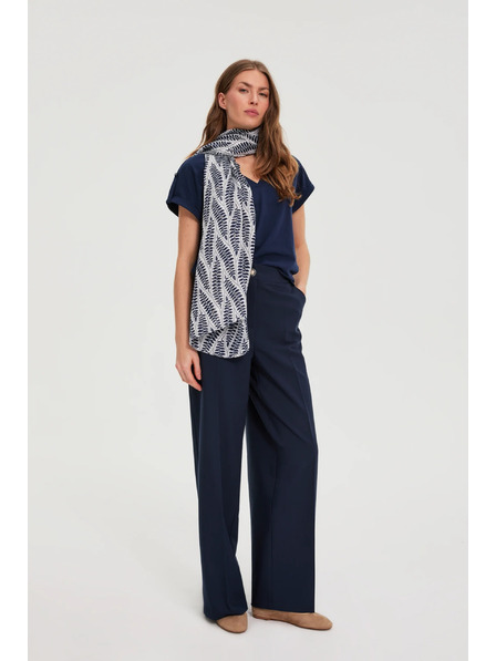 Moodo Schal mit Pflanzenmuster dunkelblau Moodo