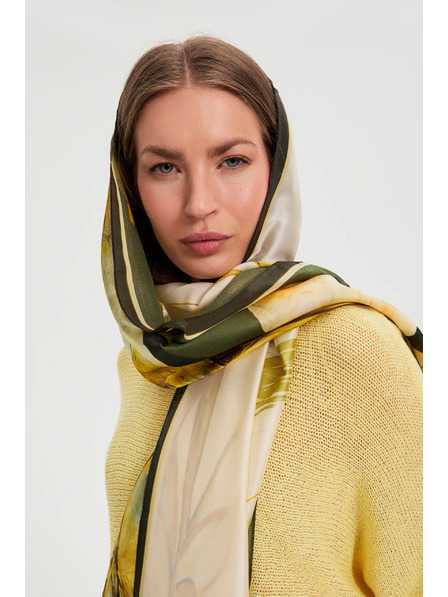 Moodo Schal mit Blumenmuster khaki Moodo