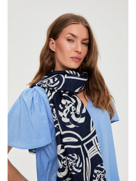 Moodo Schal mit Blumenmuster dunkelblau Moodo