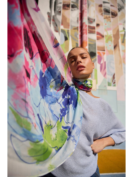 Moodo Gemusterter Schal blau Moodo