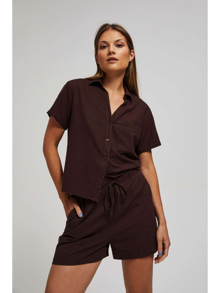 Moodo Glatte Shorts mit Bindung dunkelbraun Moodo