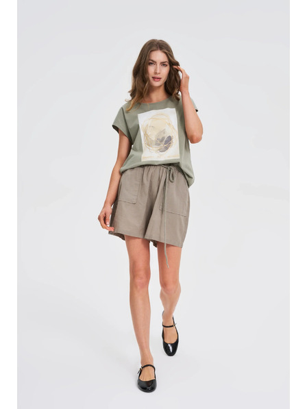 Moodo Lockere olivfarbene Shorts Moodo