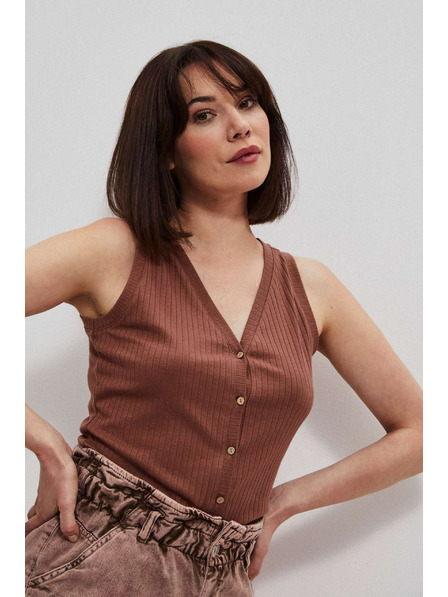 Moodo Geripptes Top schokoladenbraun Moodo