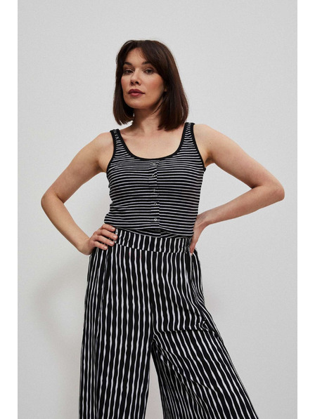 Moodo Schwarz-weißes gestreiftes Top mit Knöpfen Moodo