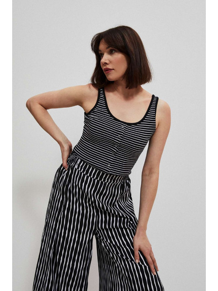 Moodo Schwarz-weißes gestreiftes Top mit Knöpfen Moodo