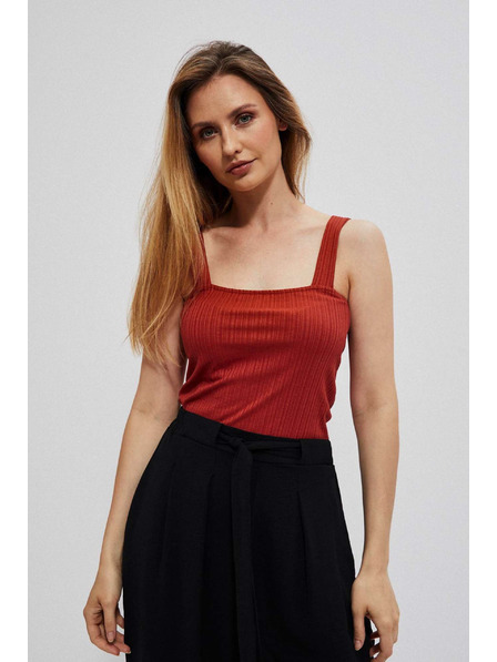 Moodo Geripptes Top auf breiten Trägern rubinrot Moodo