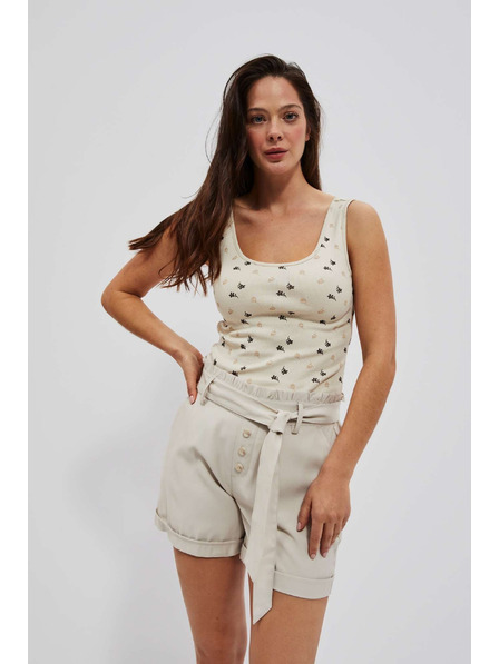 Moodo Sandfarbendes Top mit Aufdruck Moodo