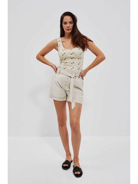 Moodo Sandfarbendes Top mit Aufdruck Moodo