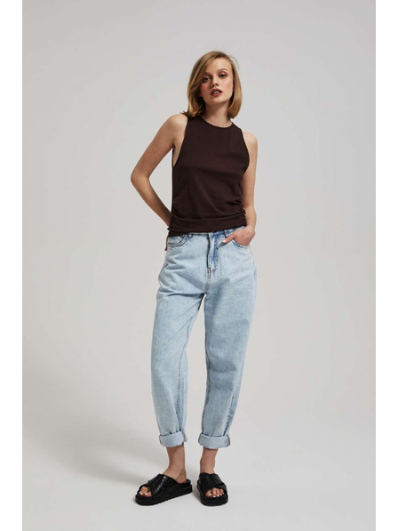 Moodo Dunkelbraunes Top mit gerafften Seiten Moodo