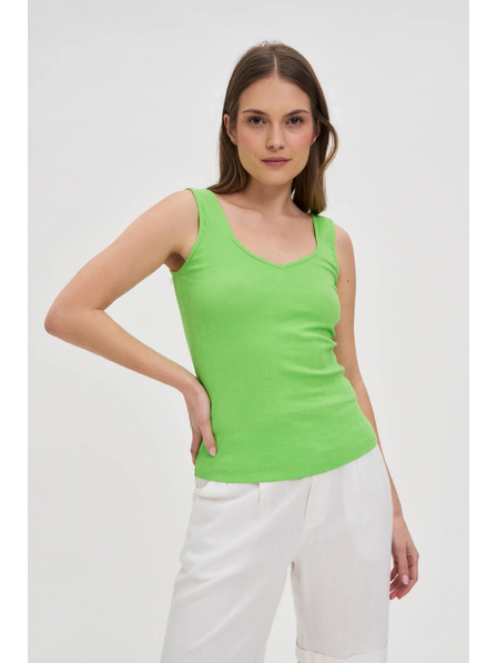 Moodo Grünes geripptes Top Moodo