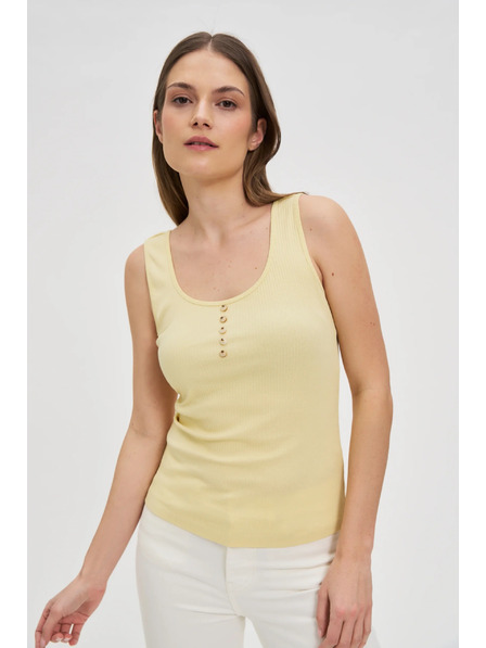 Moodo Geripptes Top mit Knöpfen gelb Moodo