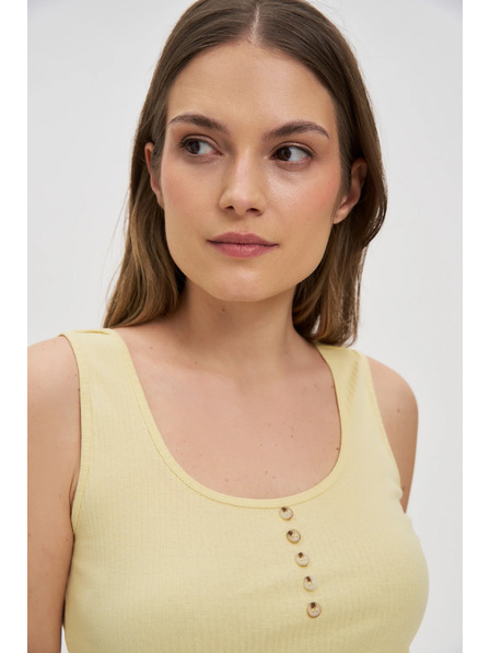 Moodo Geripptes Top mit Knöpfen gelb Moodo