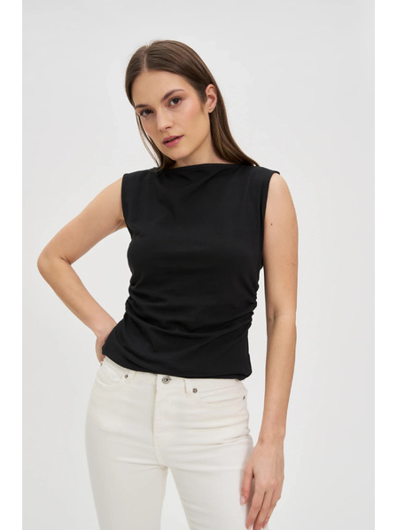 Moodo Glattes schwarzes Top Moodo