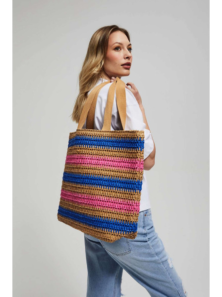Moodo Gestreifte gestrickte Umhängetasche dunkelbeige Moodo