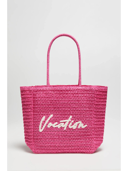 Moodo Gestrickte Tasche mit Schriftzug rosa Moodo