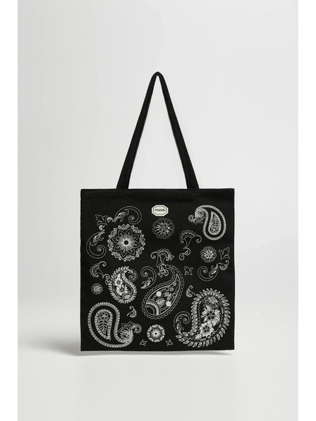 Moodo Schwarze Einkaufstasche mit Aufdruck Moodo
