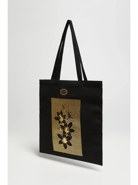 Moodo Schwarze Einkaufstasche mit Aufdruck Moodo