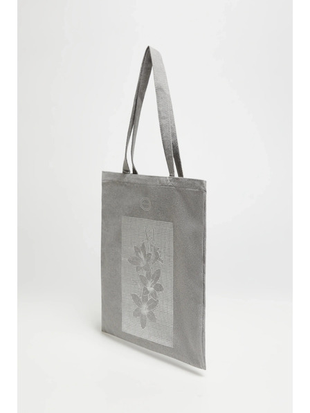 Moodo Graue Einkaufstasche mit Aufdruck Moodo