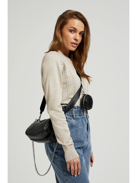 Moodo Doppelte Tasche in Schlangenhaut-Optik schwarz Moodo