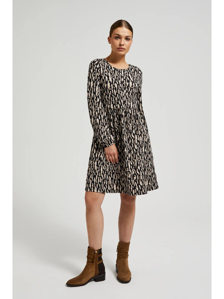 Moodo Braunes Kleid mit Ballonärmeln Moodo