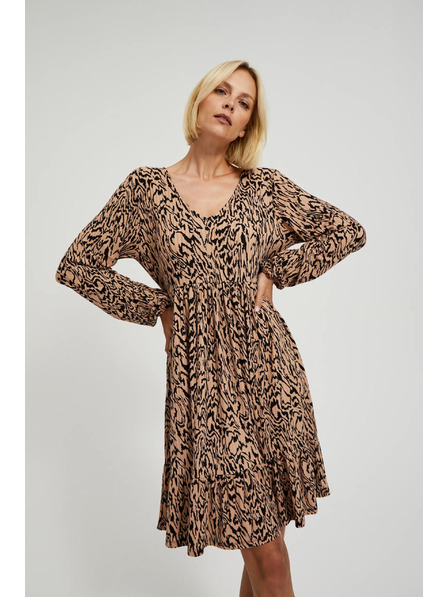 Moodo Braunes Kleid mit Tiermuster Moodo