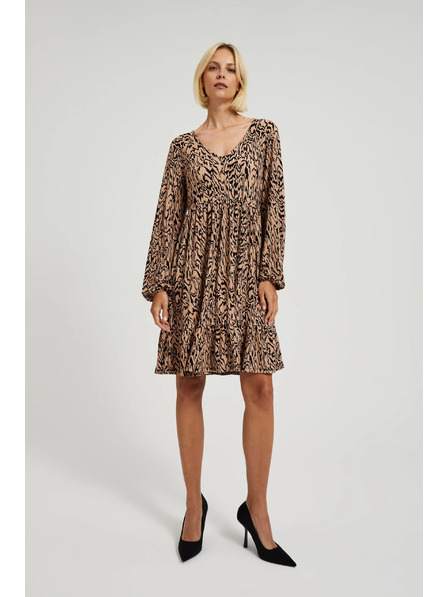 Moodo Braunes Kleid mit Tiermuster Moodo
