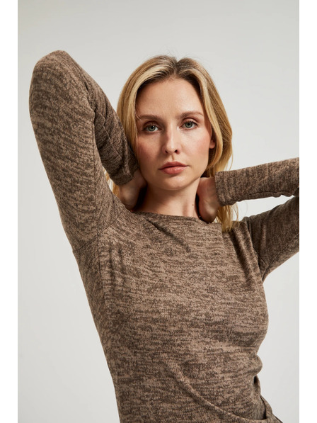 Moodo Braunes Midikleid mit Raffungen Moodo