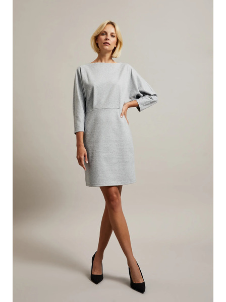 Moodo Glattes Knielanges Kleid grau Moodo