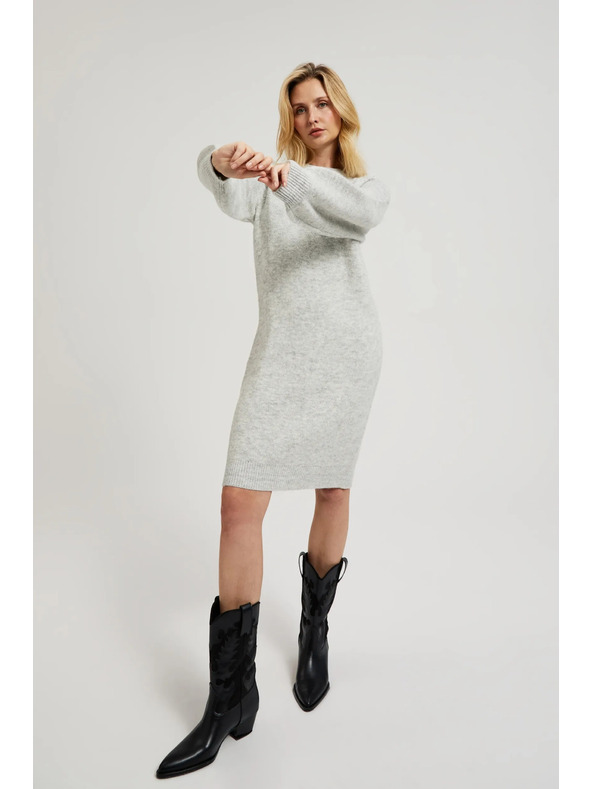 Moodo Graue schlichtes Strickkleid Moodo