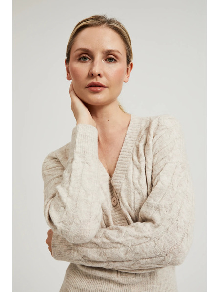 Moodo Gestrickte beige Kleid mit Knöpfen verziert Moodo