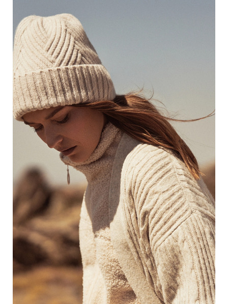 Moodo Warme Mütze mit Wollanteil beige Moodo