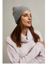 Moodo Gerippte Mütze mit Perlen grau Moodo
