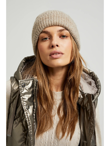 Moodo Beige Mütze mit Metallic-Garn Moodo