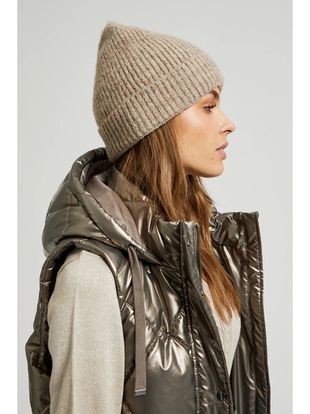 Moodo Beige Mütze mit Metallic-Garn Moodo