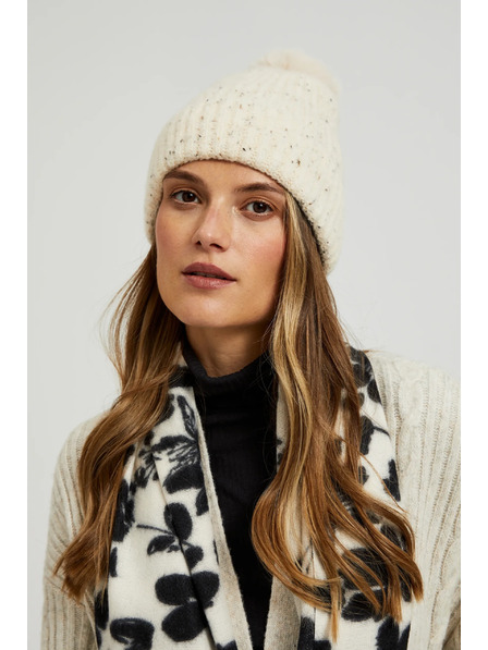 Moodo Warme Mütze mit Bommel beige Moodo