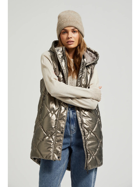 Moodo Gesteppte Kapuzenweste beige Moodo