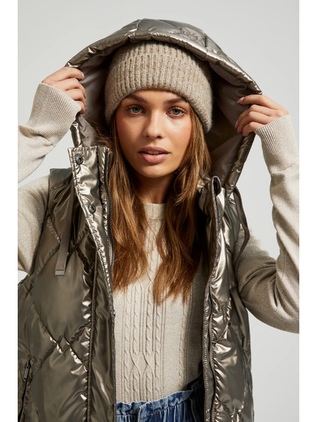 Moodo Gesteppte Kapuzenweste beige Moodo