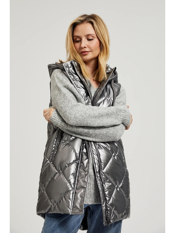Moodo Gesteppte Kapuzenweste silber Moodo