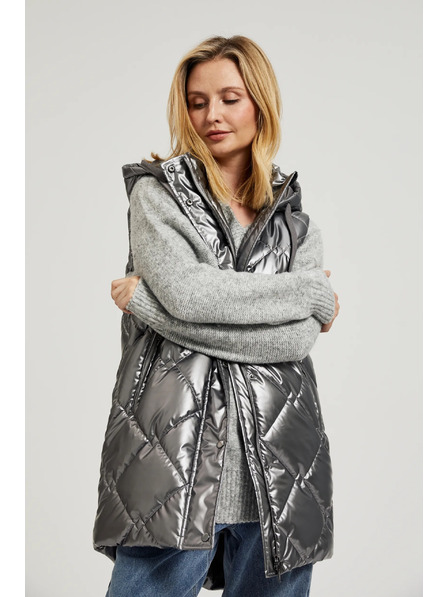 Moodo Gesteppte Kapuzenweste silber Moodo