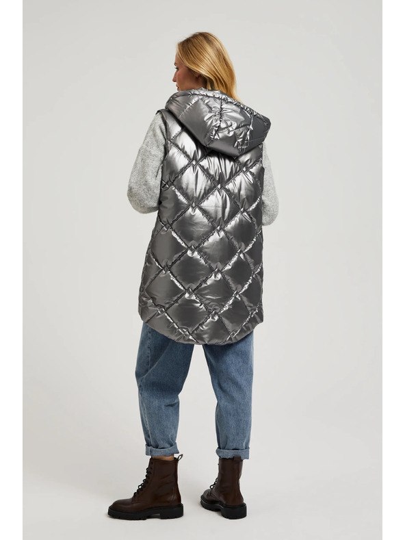 Moodo Gesteppte Kapuzenweste silber Moodo