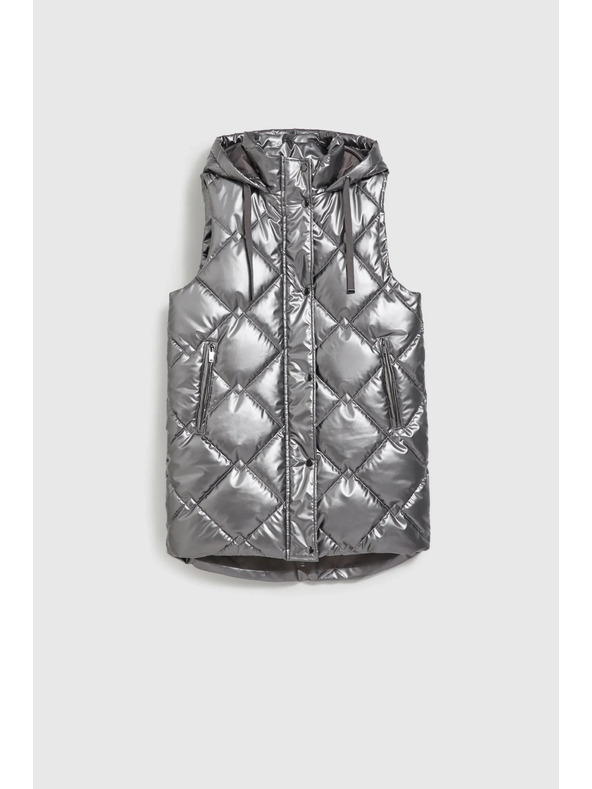 Moodo Gesteppte Kapuzenweste silber Moodo
