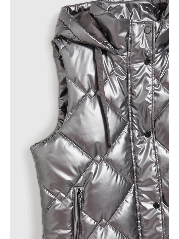 Moodo Gesteppte Kapuzenweste silber Moodo