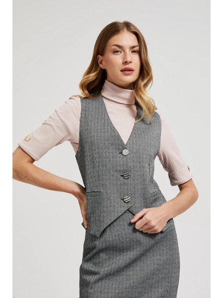 Moodo Elegante Weste grau mit silbernen Knöpfen Moodo