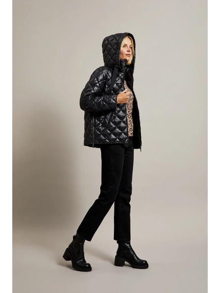 Moodo Kurze gesteppte Jacke mit Kapuze schwarz Moodo