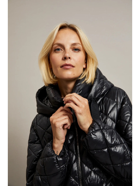 Moodo Kurze gesteppte Jacke mit Kapuze schwarz Moodo