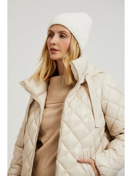 Moodo Kurze gesteppte Jacke mit Kapuze beige Moodo