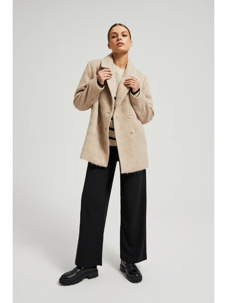 Moodo Zweireihiger Mantel mit Kragen beige Moodo