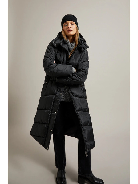 Moodo Lange gesteppte Jacke mit Kapuze schwarz Moodo